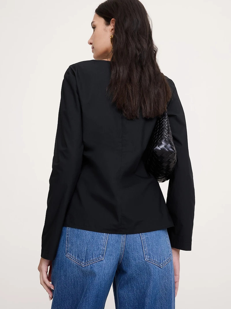 Cotton Poplin Twist-Front Top