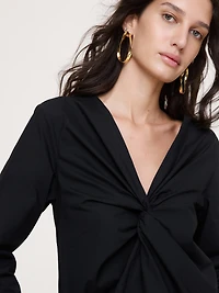 Cotton Poplin Twist-Front Top