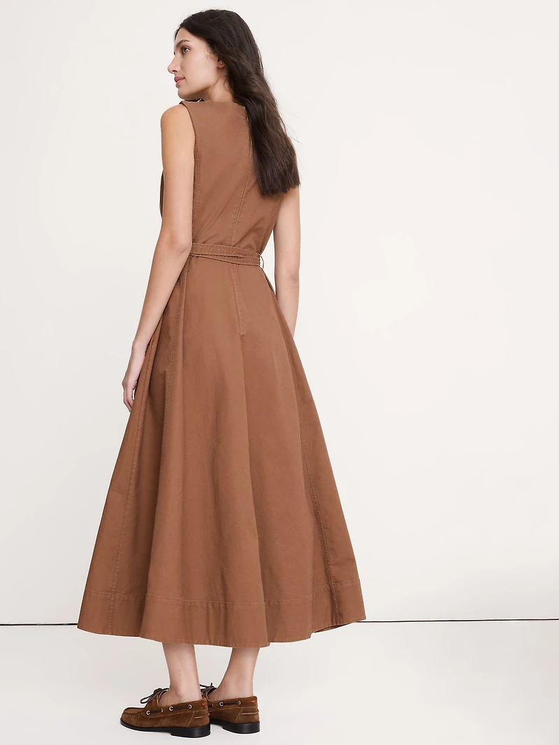 Cotton Canvas Midi Dress