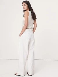 High-Rise Wide-Leg Wrap-Front Chino