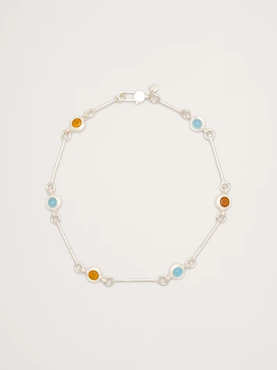 Circle Stone Link Necklace