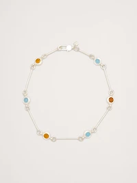 Circle Stone Link Necklace