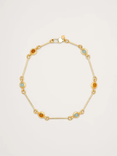 Circle Stone Link Necklace