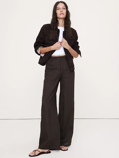 The Studio Wide-Leg Drawstring Pant Linen