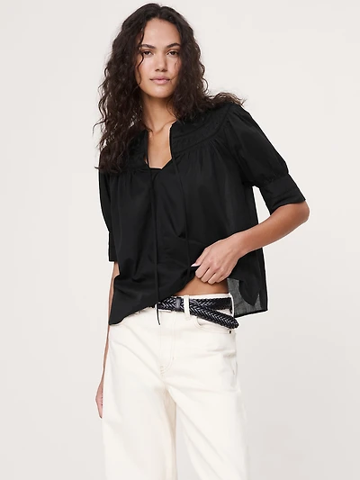 Lightweight Cotton Inset Lace Top