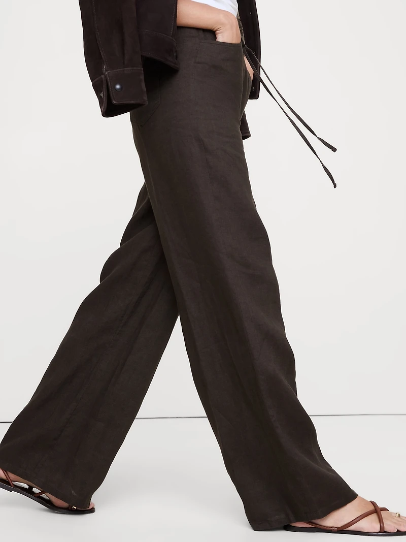 The Studio Wide-Leg Drawstring Pant Linen