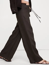 The Studio Wide-Leg Drawstring Pant Linen