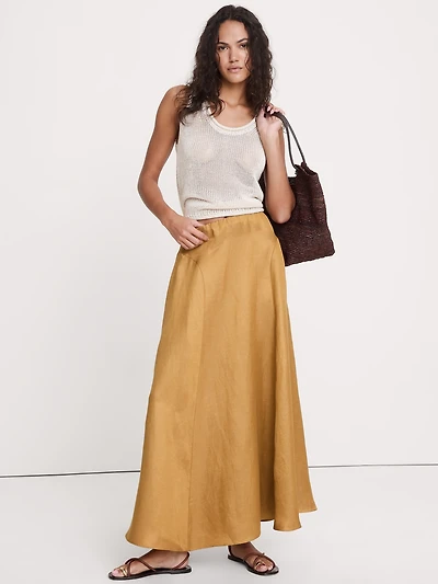 Viscose-Linen Maxi Skirt