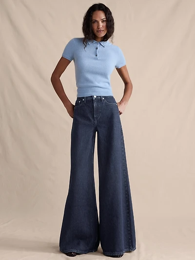 High-Rise Wide-Leg Lightweight Palazzo Jean