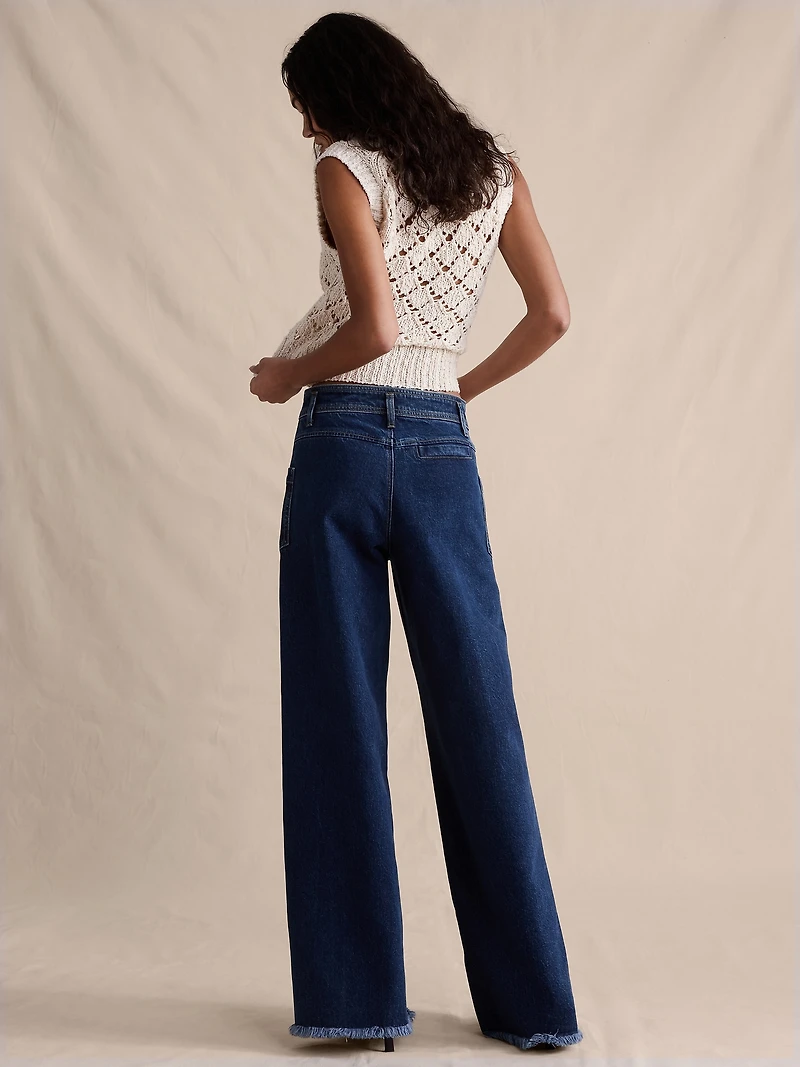 High-Rise Wide-Leg Jean with Raw Hem