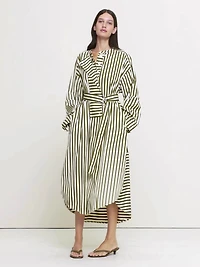 Cotton Poplin Big-Button Shirt Dress