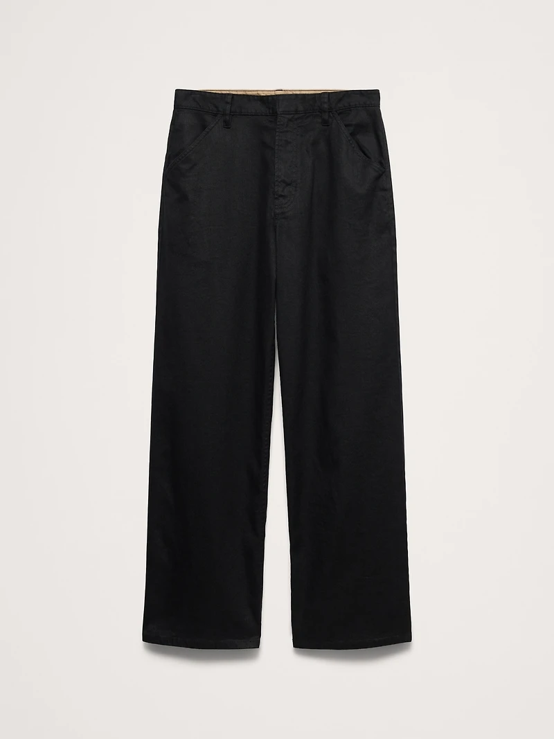 Loose Italian Linen-Cotton Pull-On Pant