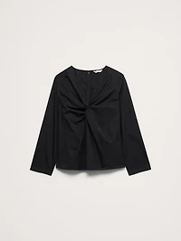 Cotton Poplin Twist-Front Top