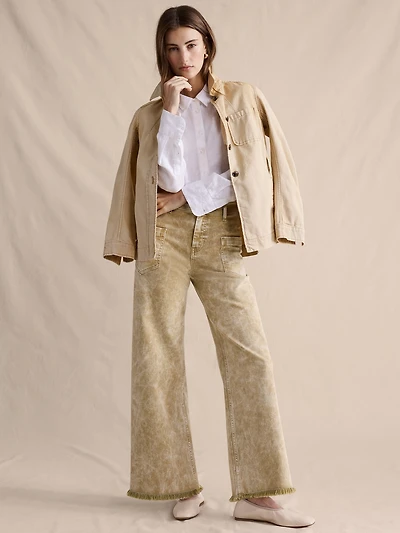 High-Rise Wide-Leg Jean with Raw Hem
