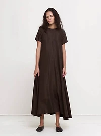 Viscose-Linen Trapeze Maxi Dress