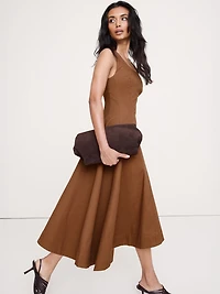 Cotton Canvas Asymmetric Midi Dress