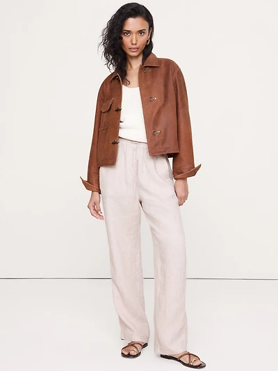 The Getaway Straight-Leg Pull-On Pant Linen