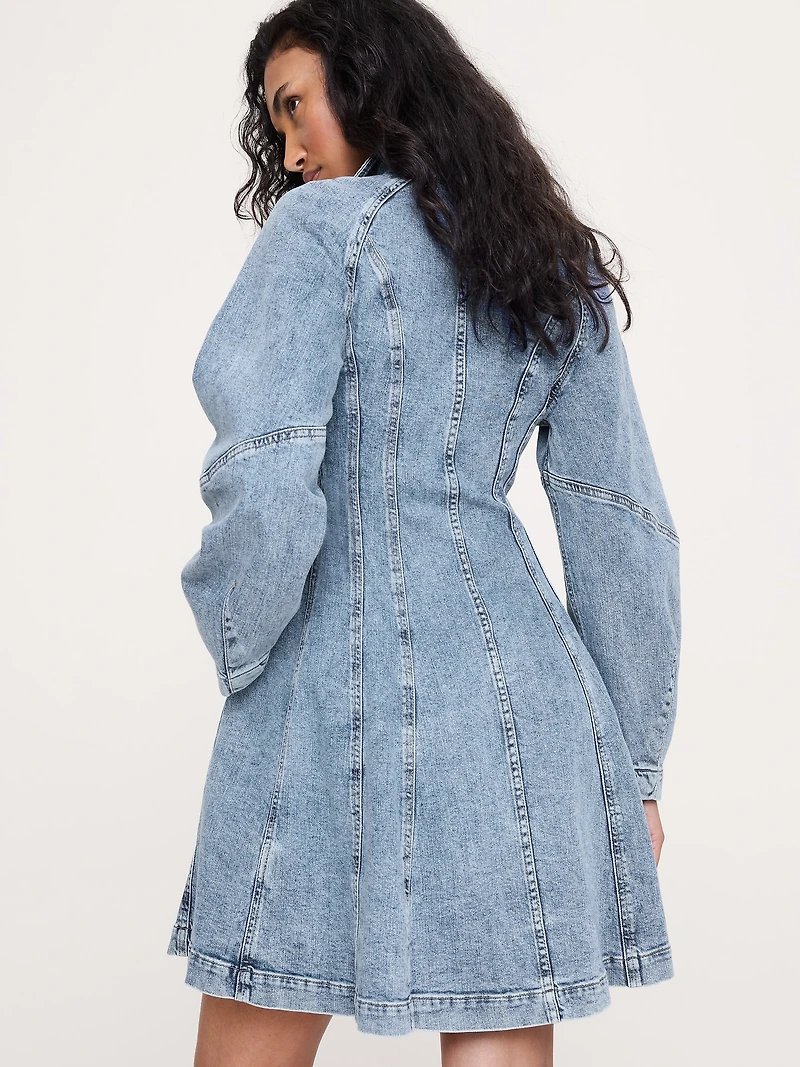 Seamed Denim Mini Dress
