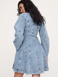 Seamed Denim Mini Dress