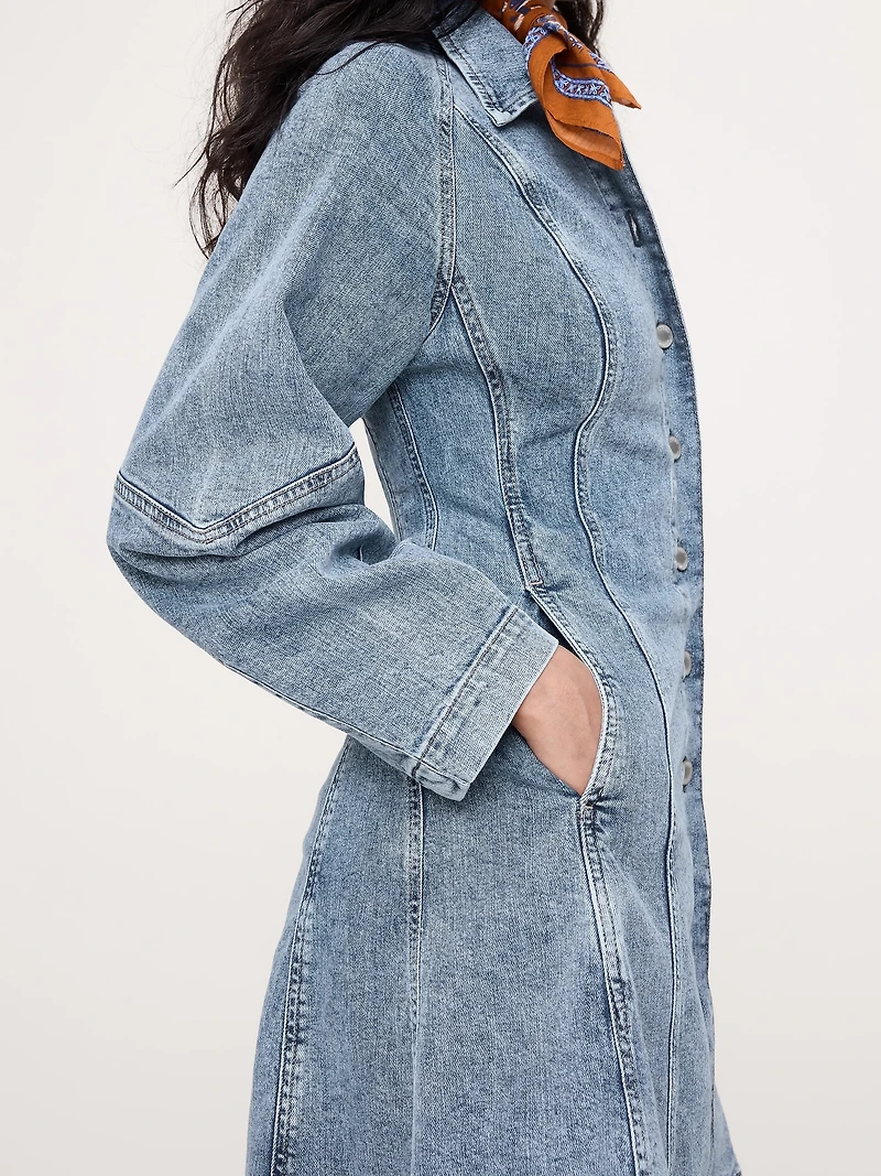 Seamed Denim Mini Dress