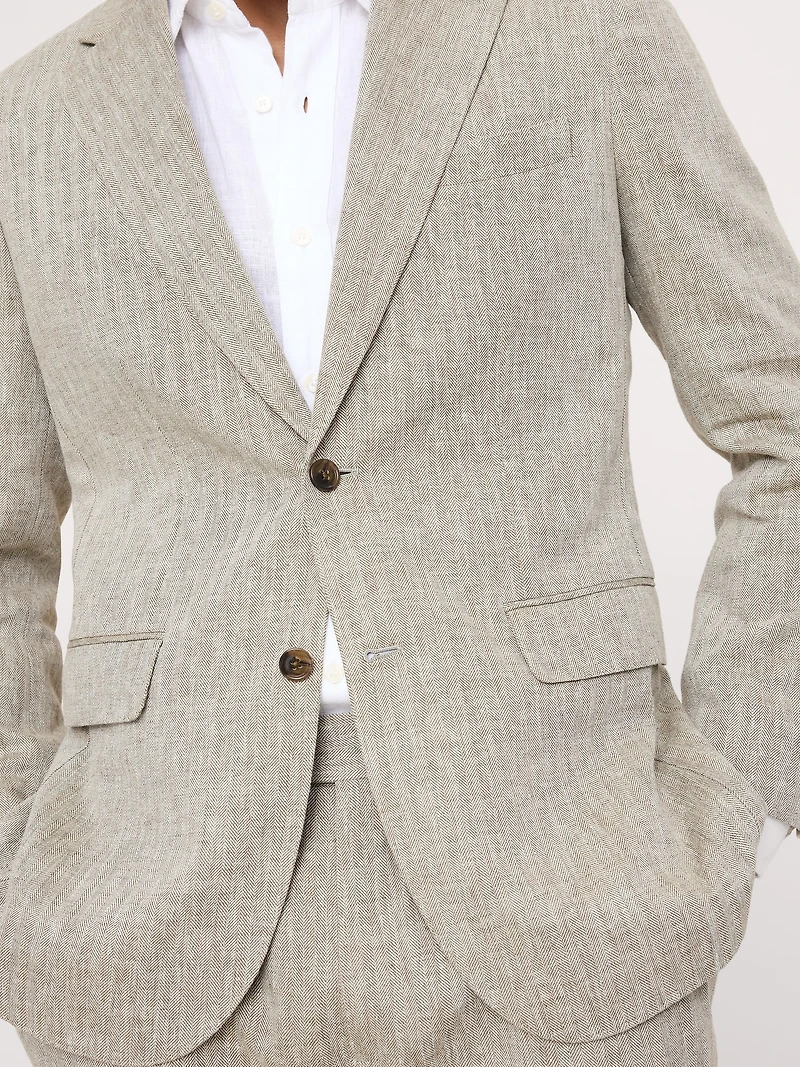 Green Linen-Cotton Suit Jacket