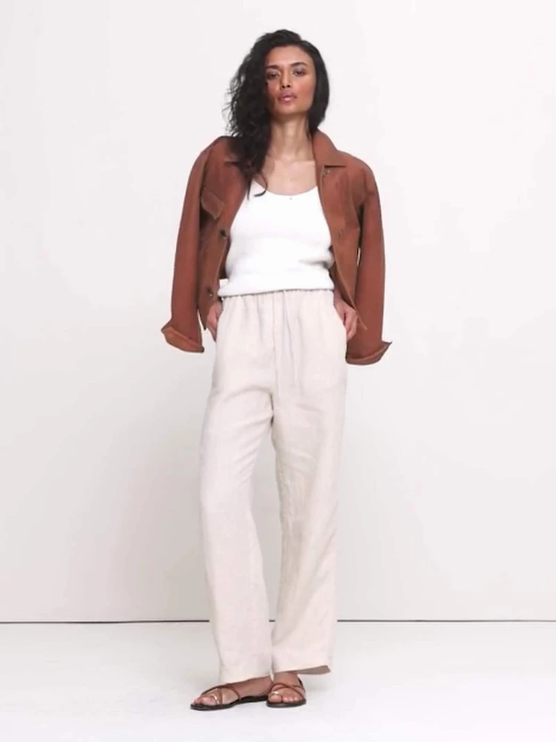 The Getaway Straight-Leg Pull-On Pant Linen