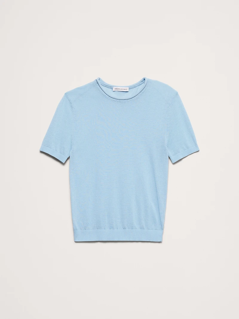 Sheer Ultra-Fine Cotton Sweater Tee