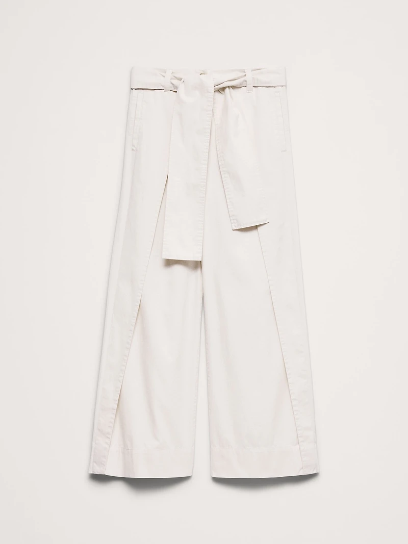 High-Rise Wide-Leg Wrap-Front Chino