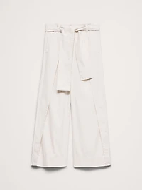 High-Rise Wide-Leg Wrap-Front Chino