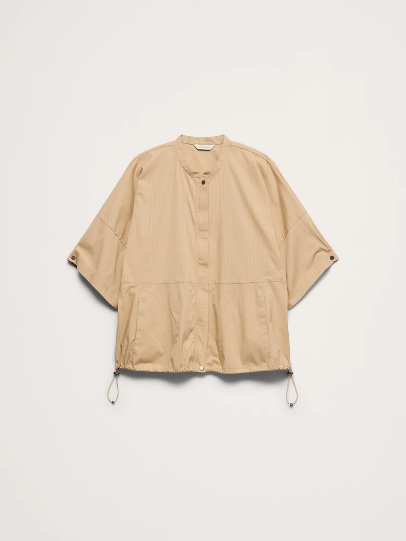 Stretch-Cotton Puff-Sleeve Top