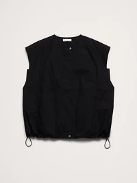 Cotton Poplin Bubble-Hem Top