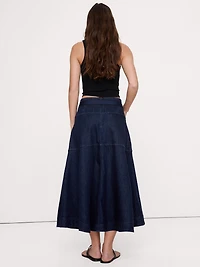 Denim Belted Maxi Skirt