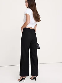 Mid-Rise Kick-Flare Linen Ankle Pant