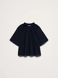 Cotton Poplin Split-Neck Top