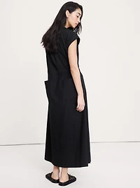 Stretch-Cotton Tie-Waist Maxi Dress