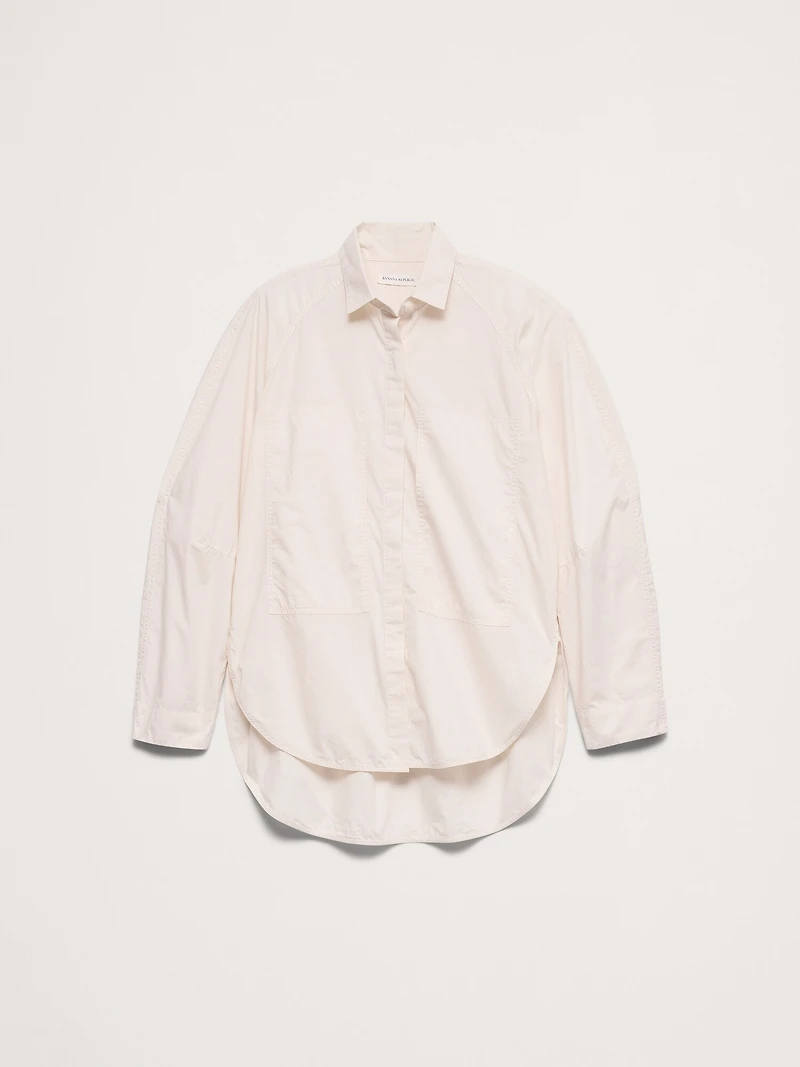 Oversized Cotton Poplin Utility Pocket Shirt