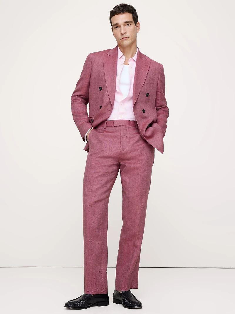 Double-Breasted Linen-Merino Suit Jacket