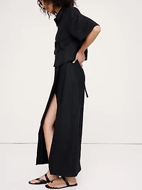 Linen Wrap Maxi Skirt