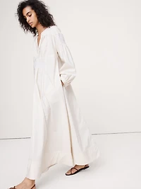 Smocked Cotton Poplin Maxi Dress