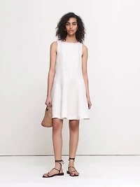 Paneled Linen Mini Dress