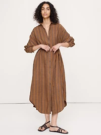 Linen Midi Shirt Dress