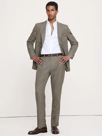 Tailored Slim-Fit Italian Wool Ventile Suit Pant
