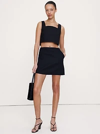 Cotton Poplin Square-Neck Cropped Tank