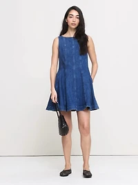 Paneled Denim Mini Dress