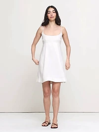 Linen Strappy Empire-Waist Mini Dress