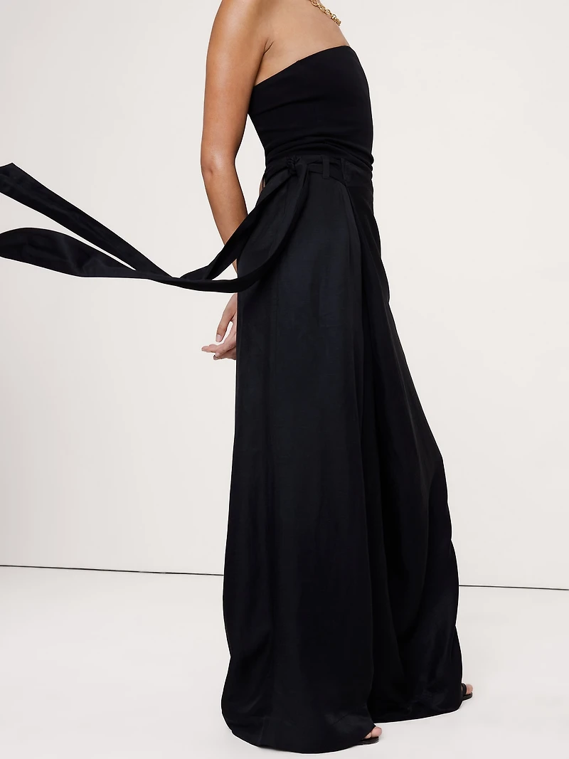 Viscose-Linen Palazzo Pant