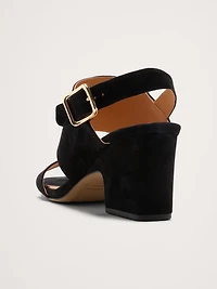 Suede Block-Heel Sandal