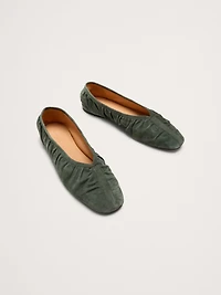 Ruched Suede Ballet Flat