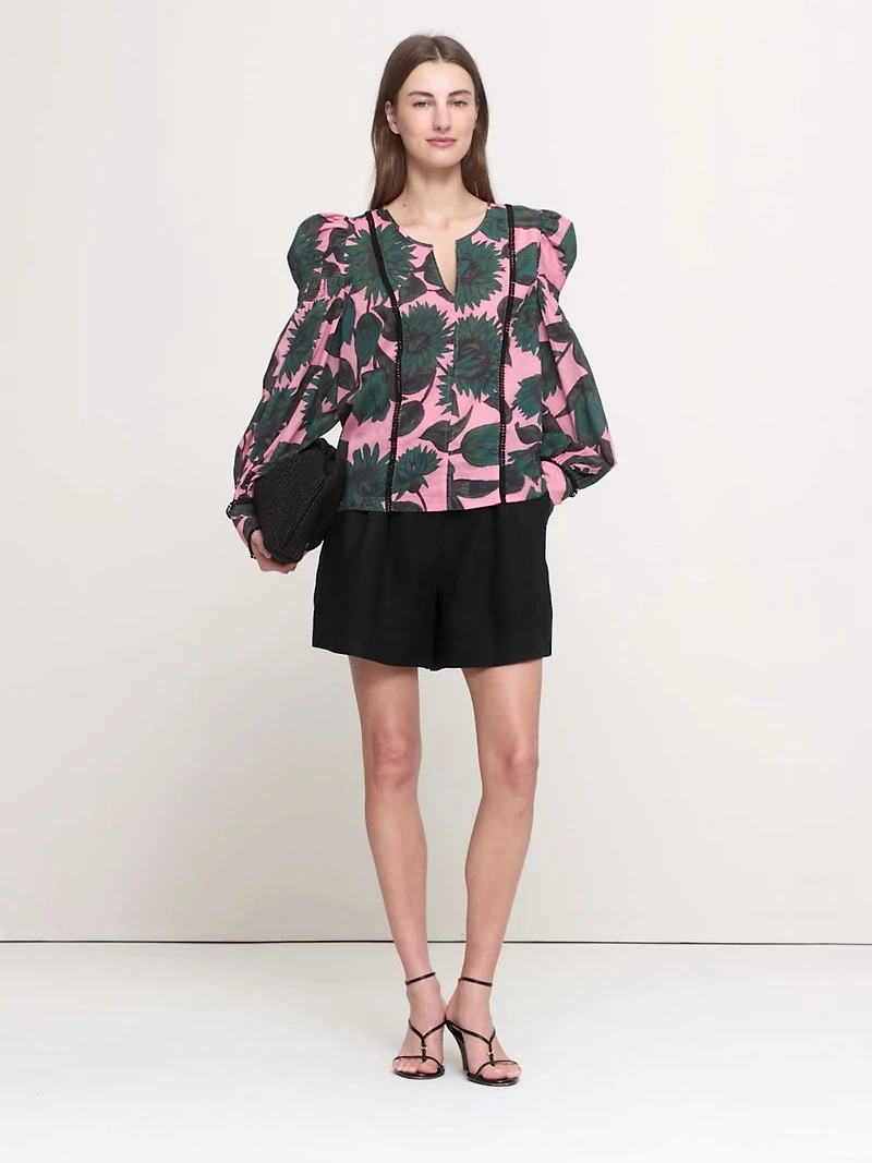 Lightweight Cotton Puff-Sleeve Top