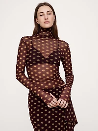 Mesh Turtleneck Top